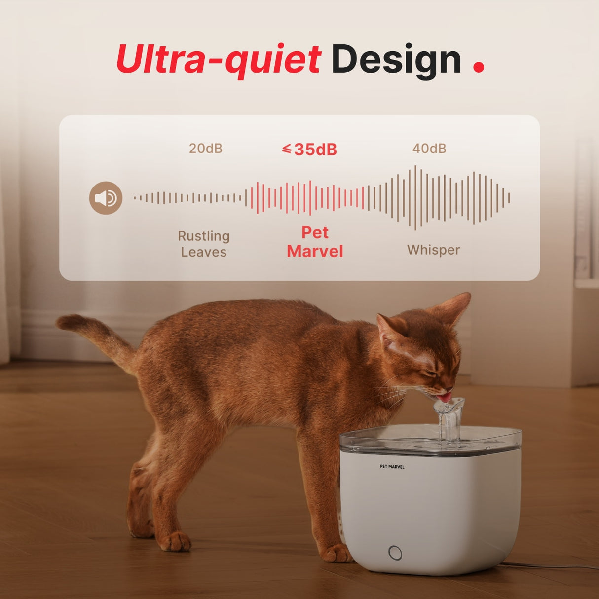 This cat water fountain keeps silent when working