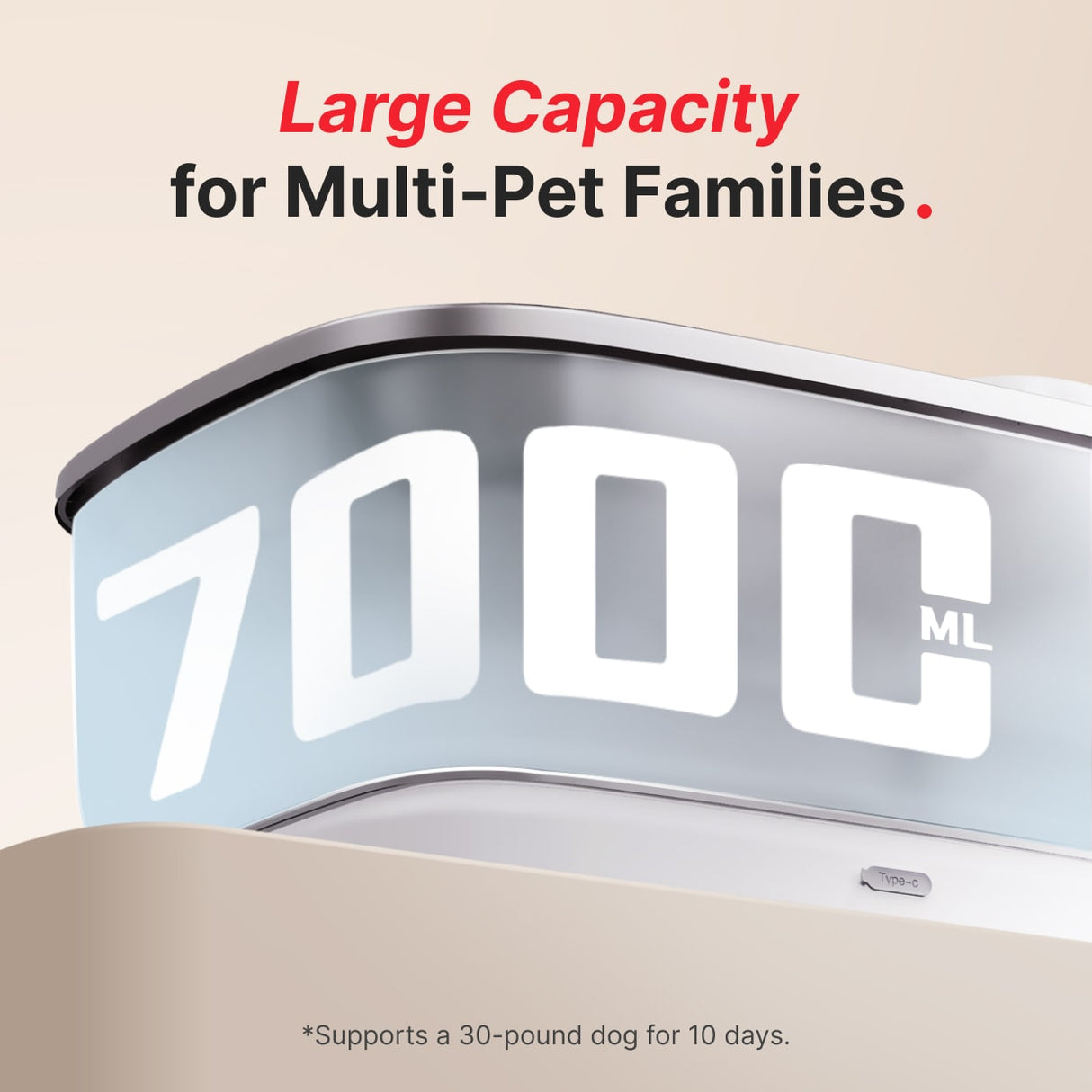 2 gallon large capacity dog water fountain, fresh & clear flow drinking